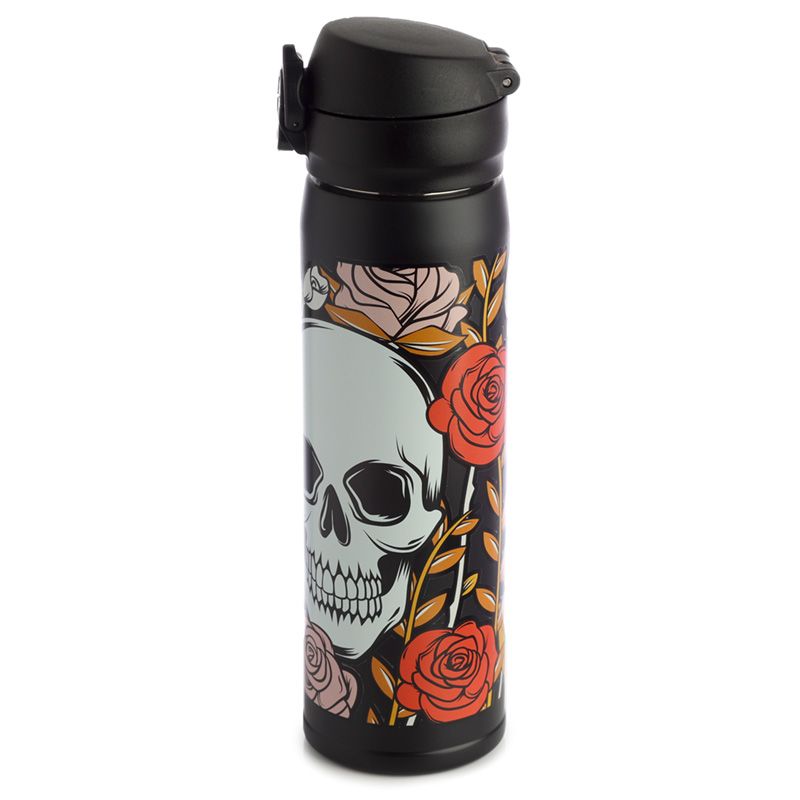 Gothic Gifts Skulls and Roses Reusable Stainless Steel Thermal Insulated Drinks Bottle - Kate's Clothing