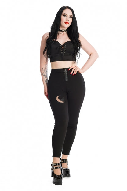 Banned Bernia top bat wing trim lace up centre 75% nylon 25% elastane