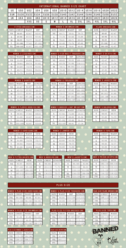 Banned purple leggings Two-Face style split leg full length comfortable size chart