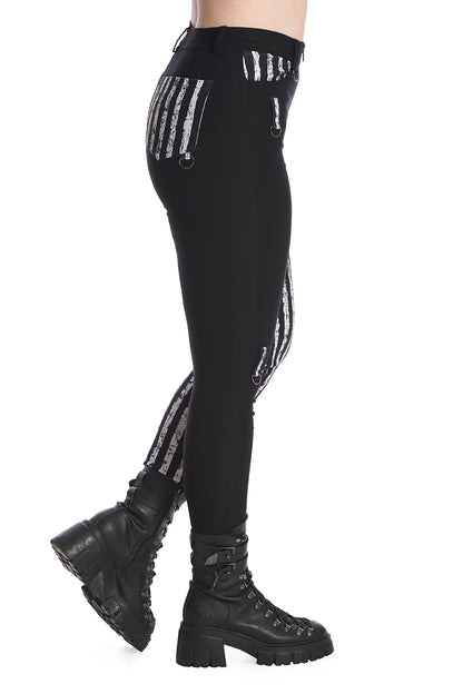 Banned Spooky Night Walks Half and Half Trousers Black Side View - Kate's Clothing