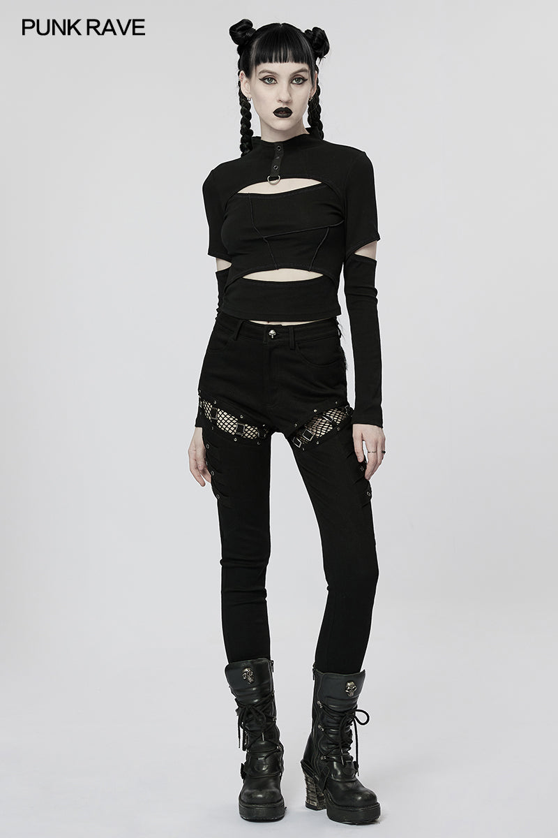 Punk Rave Blossom Top - Black - Kate's Clothing