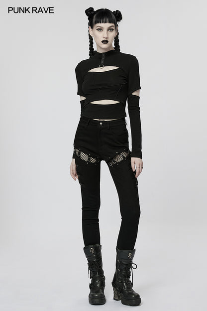 Punk Rave Blossom Top - Black - Kate's Clothing