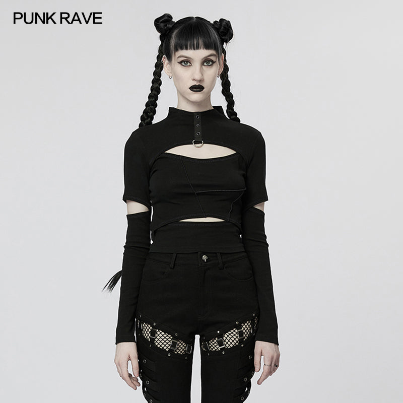 Punk Rave Blossom Top - Black - Kate's Clothing