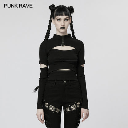 Punk Rave Blossom Top - Black - Kate's Clothing