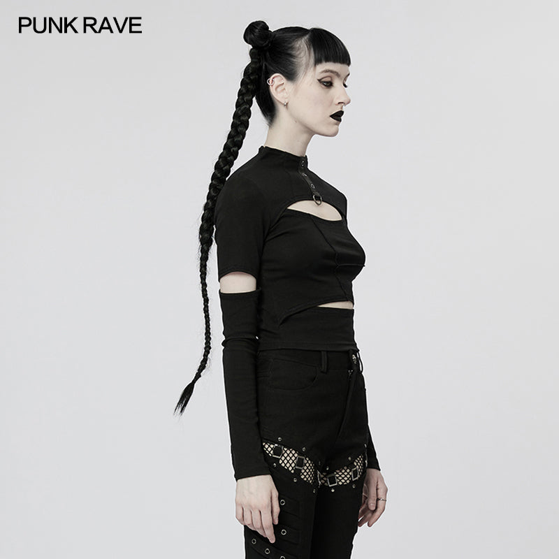 Punk Rave Blossom Top - Black - Kate's Clothing