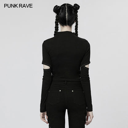 Punk Rave Blossom Top - Black - Kate's Clothing