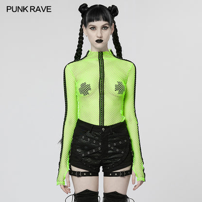 Punk Rave Carda Top - Green - Kate's Clothing