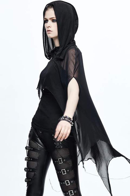 Devil Fashion Hooded Mesh Cape - Kate's Clothing