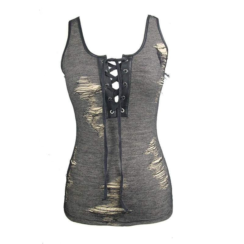 Devil Fashion Distressed Vest Top - Kate's Clothing