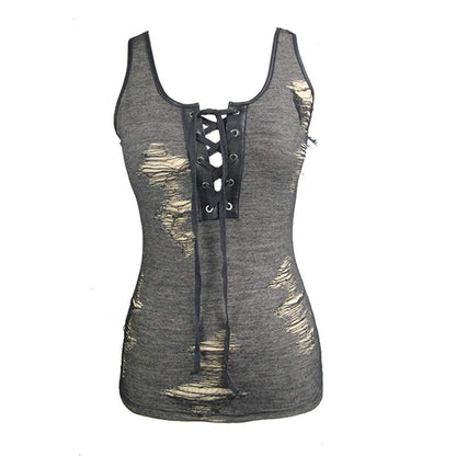 Devil Fashion Distressed Vest Top - Kate's Clothing