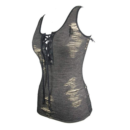 Devil Fashion Distressed Vest Top - Kate's Clothing