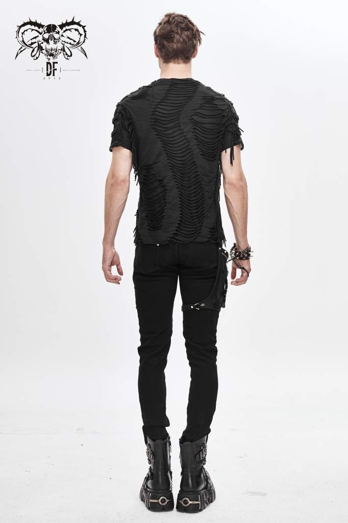 Devil Fashion Mens Slashed T-Shirt - Kate's Clothing