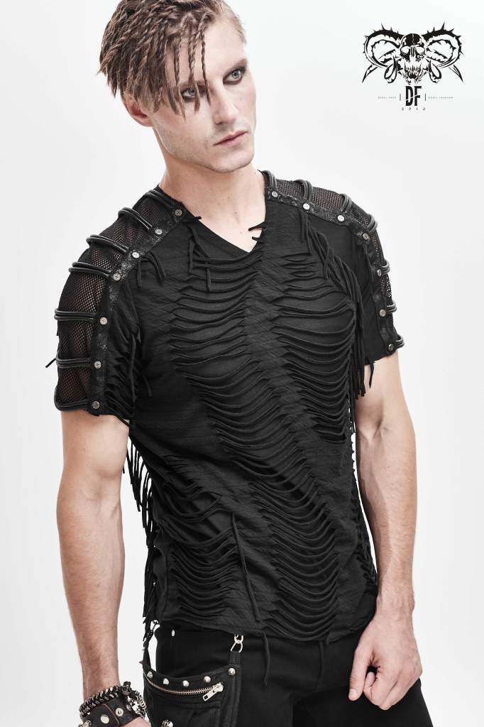 Devil Fashion Mens Slashed T-Shirt - Kate's Clothing