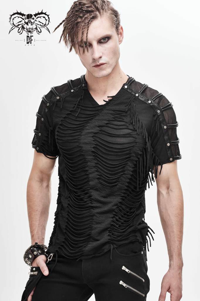 Devil Fashion Mens Slashed T-Shirt - Kate's Clothing