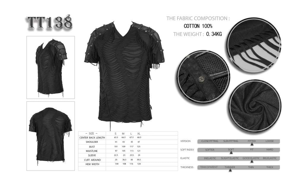 Devil Fashion Mens Slashed T-Shirt - Kate's Clothing