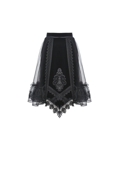 Dark In Love Hadley Velvet & Mesh Skirt - Kate's Clothing