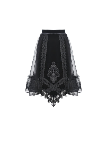Dark In Love Hadley Velvet & Mesh Skirt - Kate's Clothing