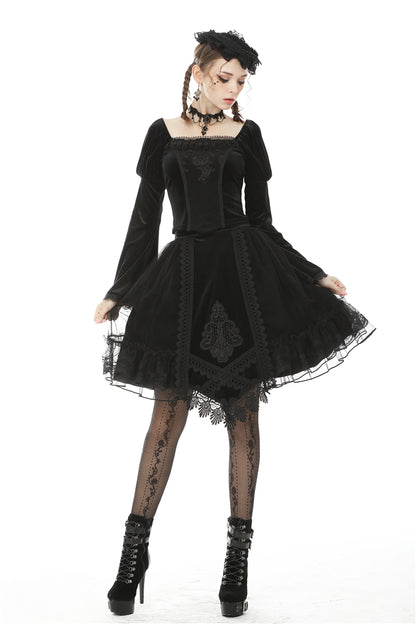 Dark In Love Hadley Velvet & Mesh Skirt - Kate's Clothing