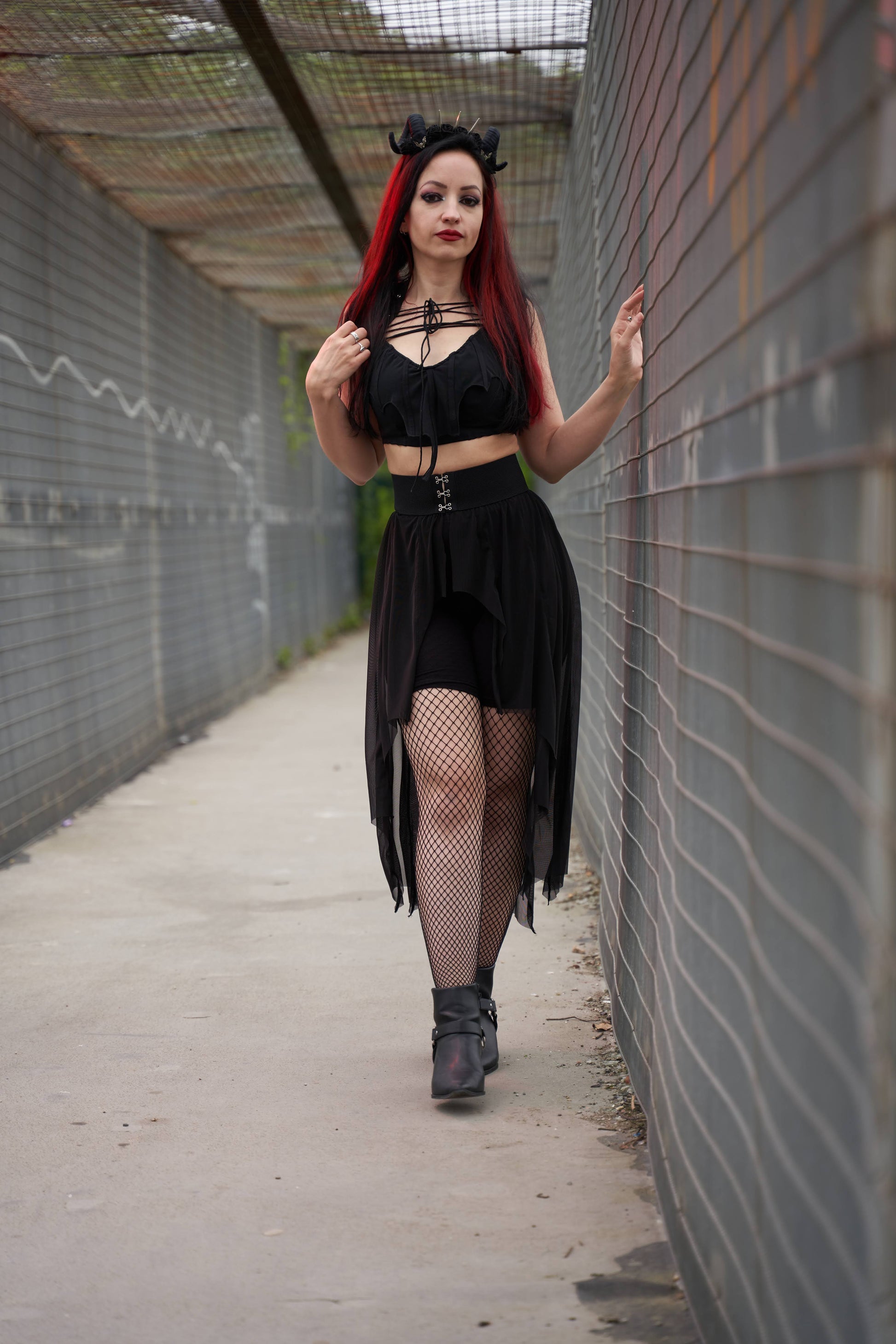 Necessary Evil Camazotz Mesh Bat Wing Effect Train Belt - Kate's Clothing