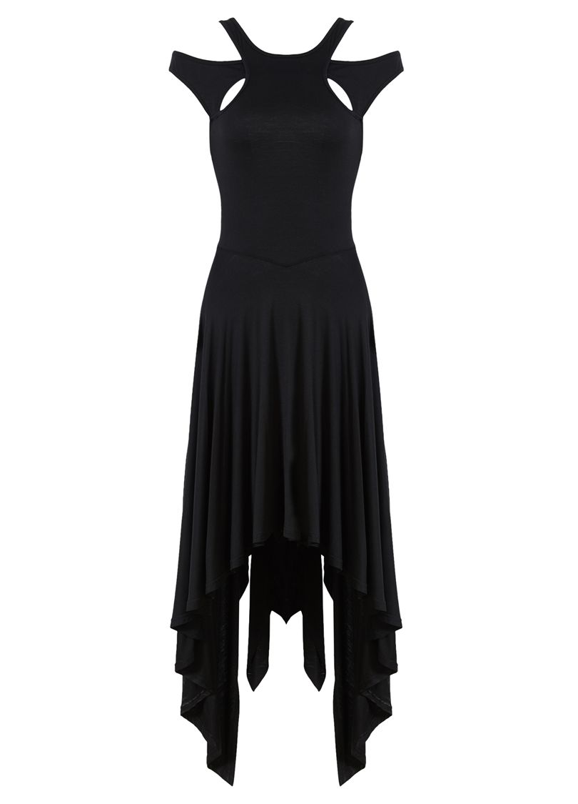 Dark In Love Waterfall Hem Dress - Kate's Clothing