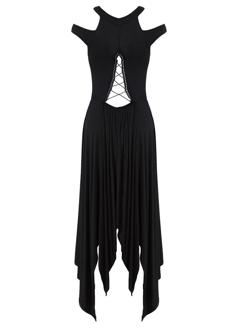 Dark In Love Waterfall Hem Dress - Kate's Clothing