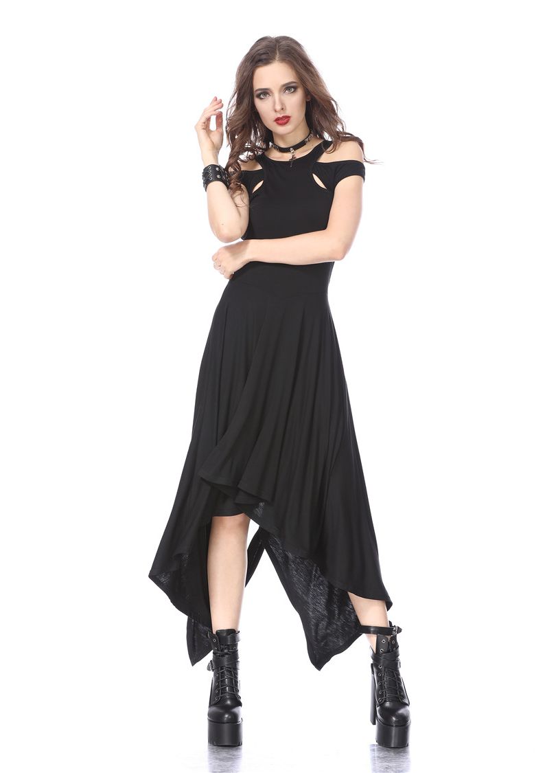Dark In Love Waterfall Hem Dress - Kate's Clothing
