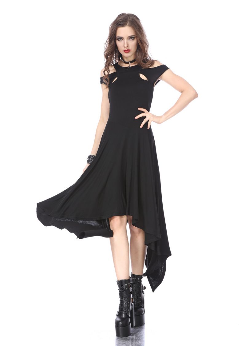 Dark In Love Waterfall Hem Dress - Kate's Clothing