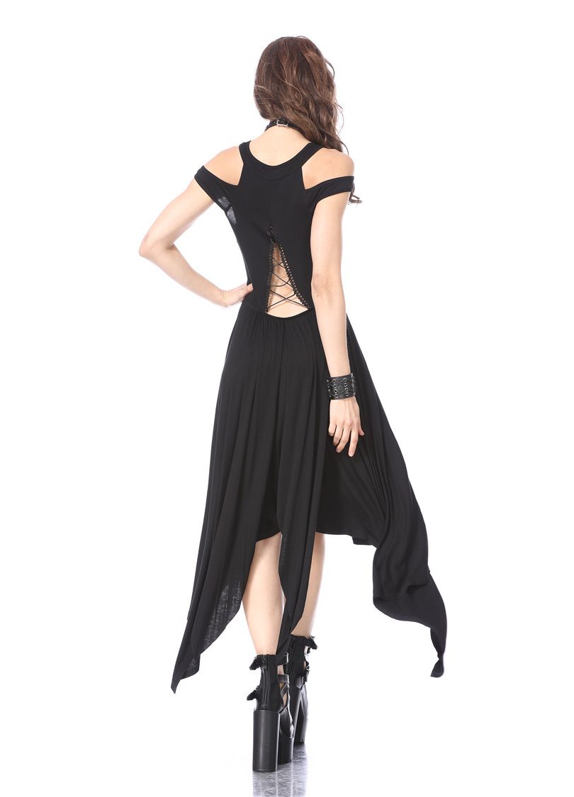 Dark In Love Waterfall Hem Dress - Kate's Clothing
