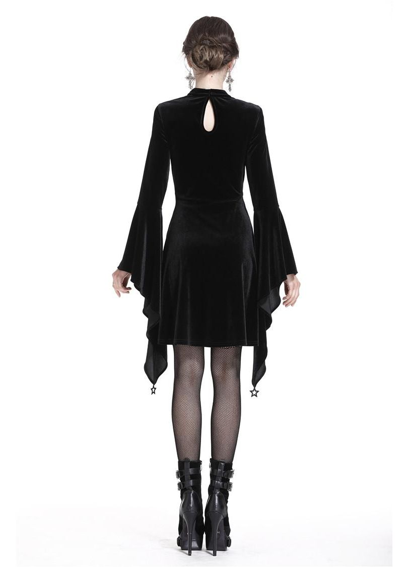 Dark In Love Lucy Black Velvet Dress - Kate's Clothing