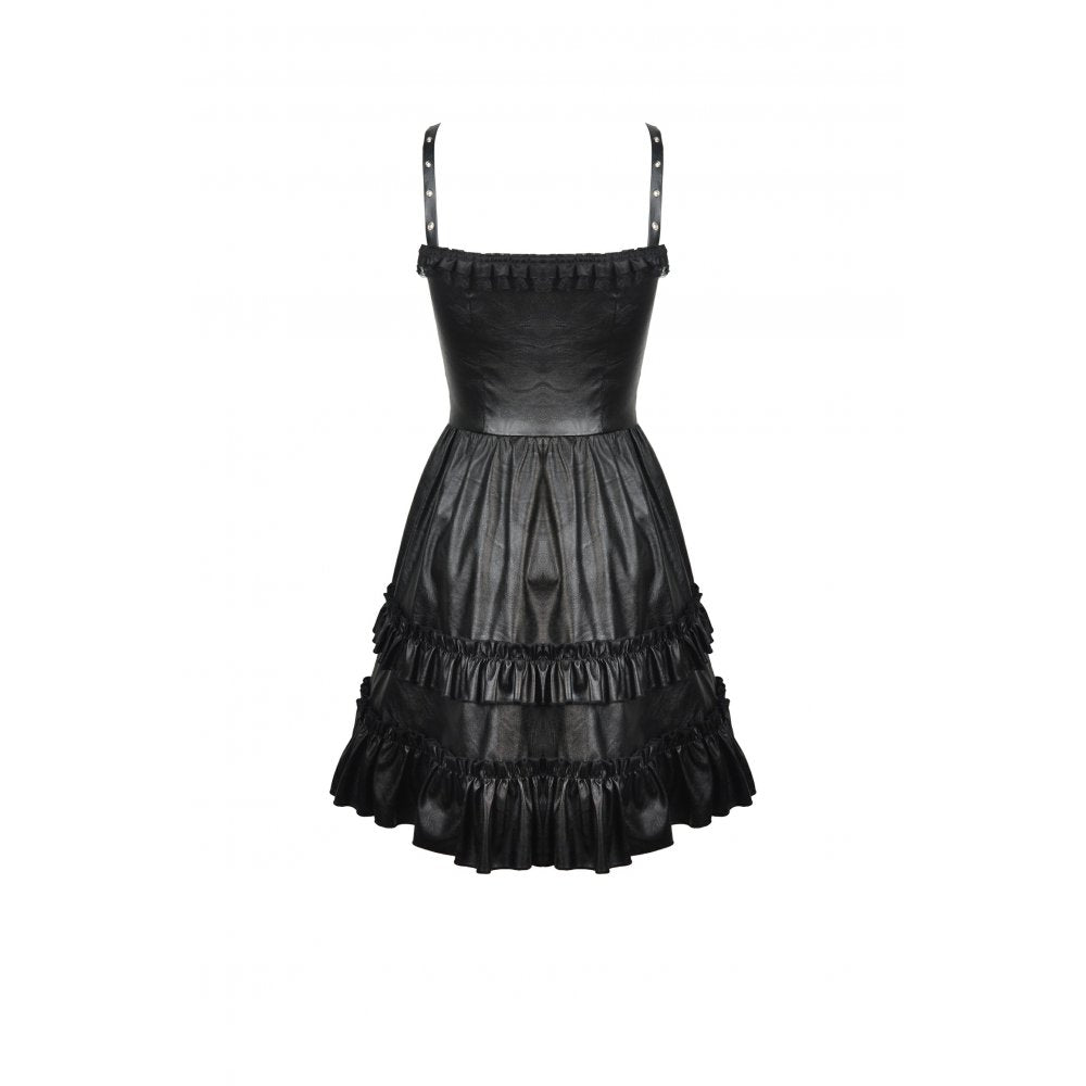 Dark In Love Ariella dress black faux leather sleek stylish mini dress