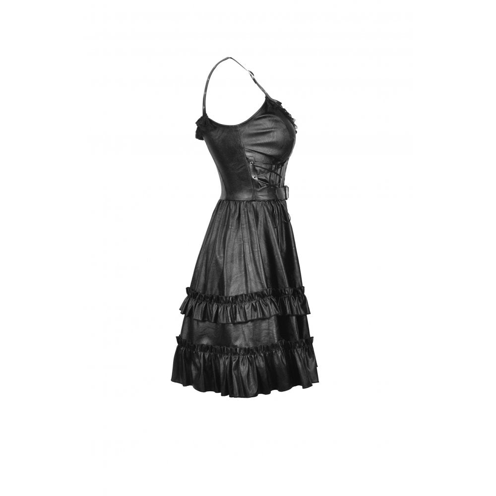Ariella strap dress zip-up front metal cross by Dark In Love