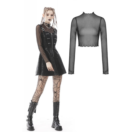 Dark In Love Barbarella mesh top long sleeve black see-through high neck