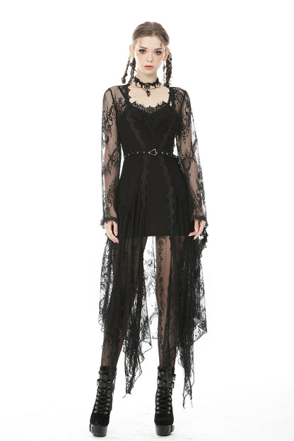 Dark In Love Larissa robe close-up lace detail eyelet belt gothic style
