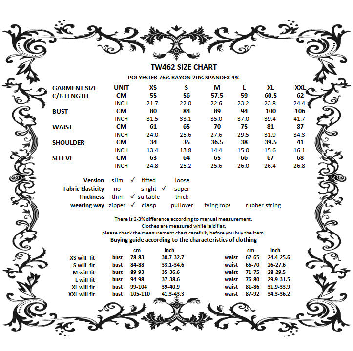 Dark In Love Nola Top Size Chart - Kate's Clothing