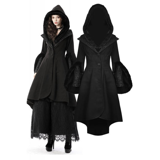Dark In Love Rivendell coat black oversized detachable hood billowing sleeves