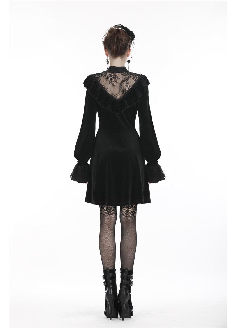 Avina Black Velvet Dress