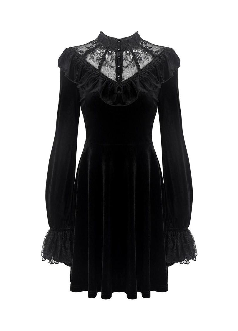Avina Black Velvet Dress