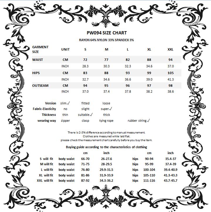 Dark In Love Caelum Leggings - Kate's Clothing size chart