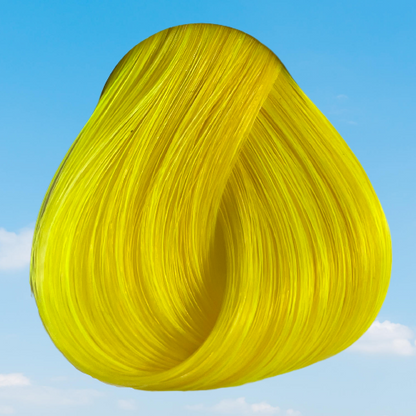 Bright yellow semi permanent hair dye swatch - Bright Daffodil vivid colour La Riche Directions