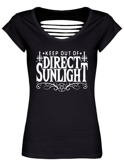 Keep Out Of Direct Sunlight Razor Back T-Shirt - Kate's Clothing
