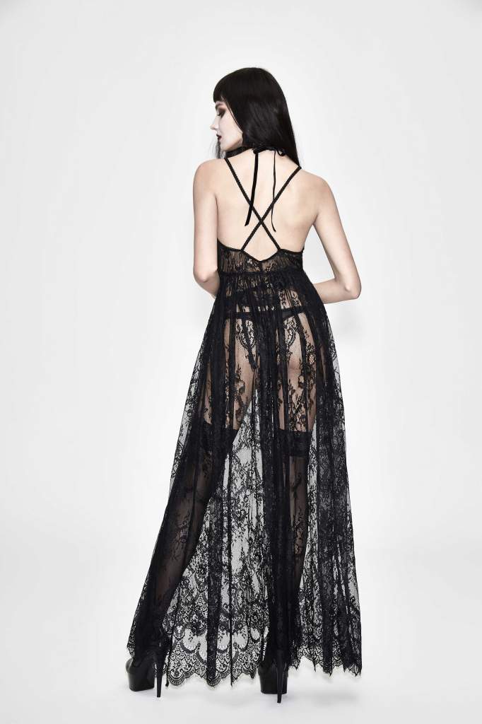 Eva Lady Gothic Sheer Lace Maxi Dress - Kate's Clothing