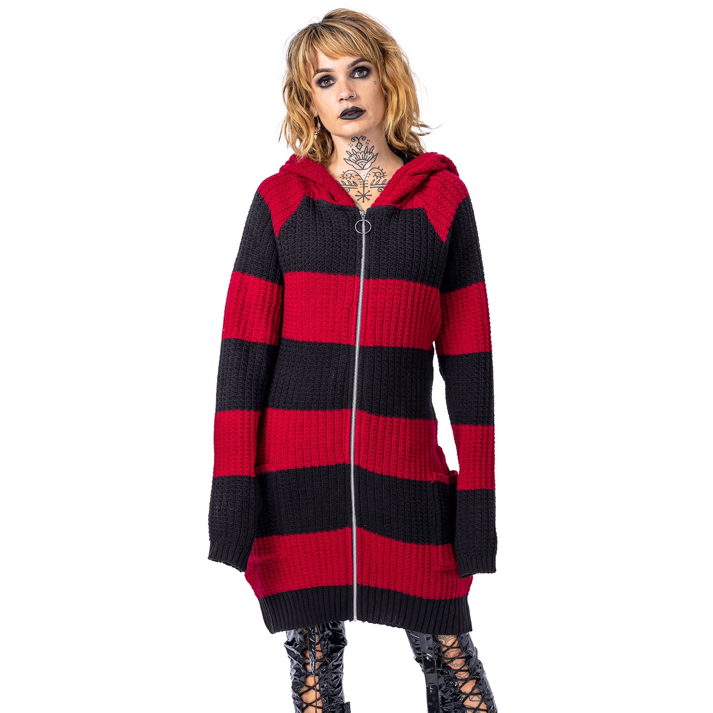 Poizen Industries Esther Cardigan - Red & Black - Kate's Clothing