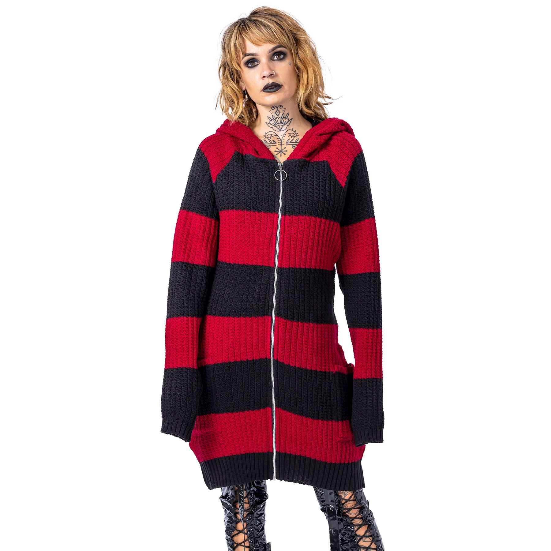 Poizen Industries Esther Cardigan - Red & Black - Kate's Clothing