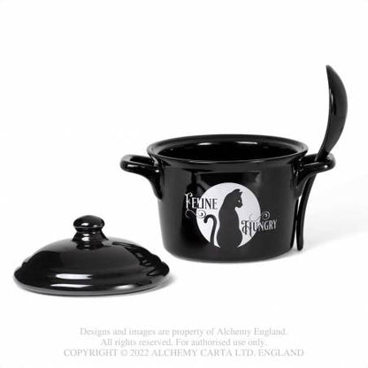 Alchemy Feline Hungry Bowl And Spoon Set - Kate's Clothing
