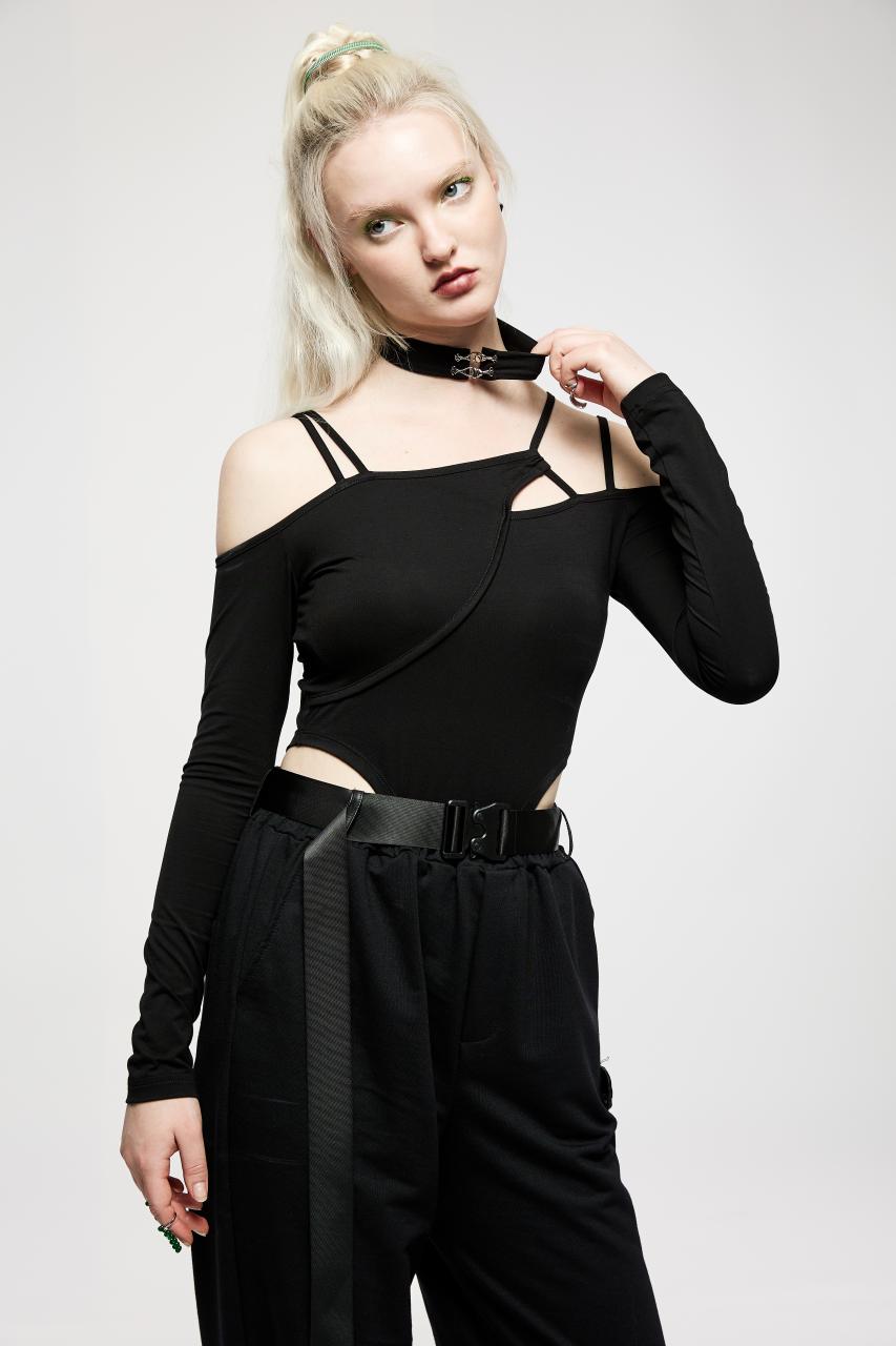 Punk Rave Flora Asymmetric Bodysuit - Kate's Clothing