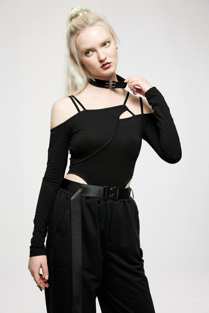 Punk Rave Flora Asymmetric Bodysuit - Kate's Clothing