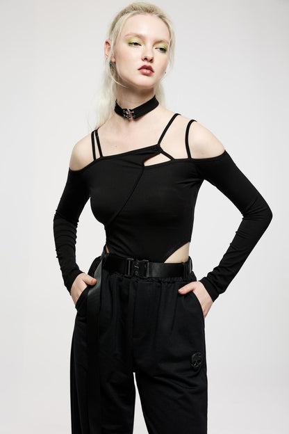 Punk Rave Flora Asymmetric Bodysuit - Kate's Clothing