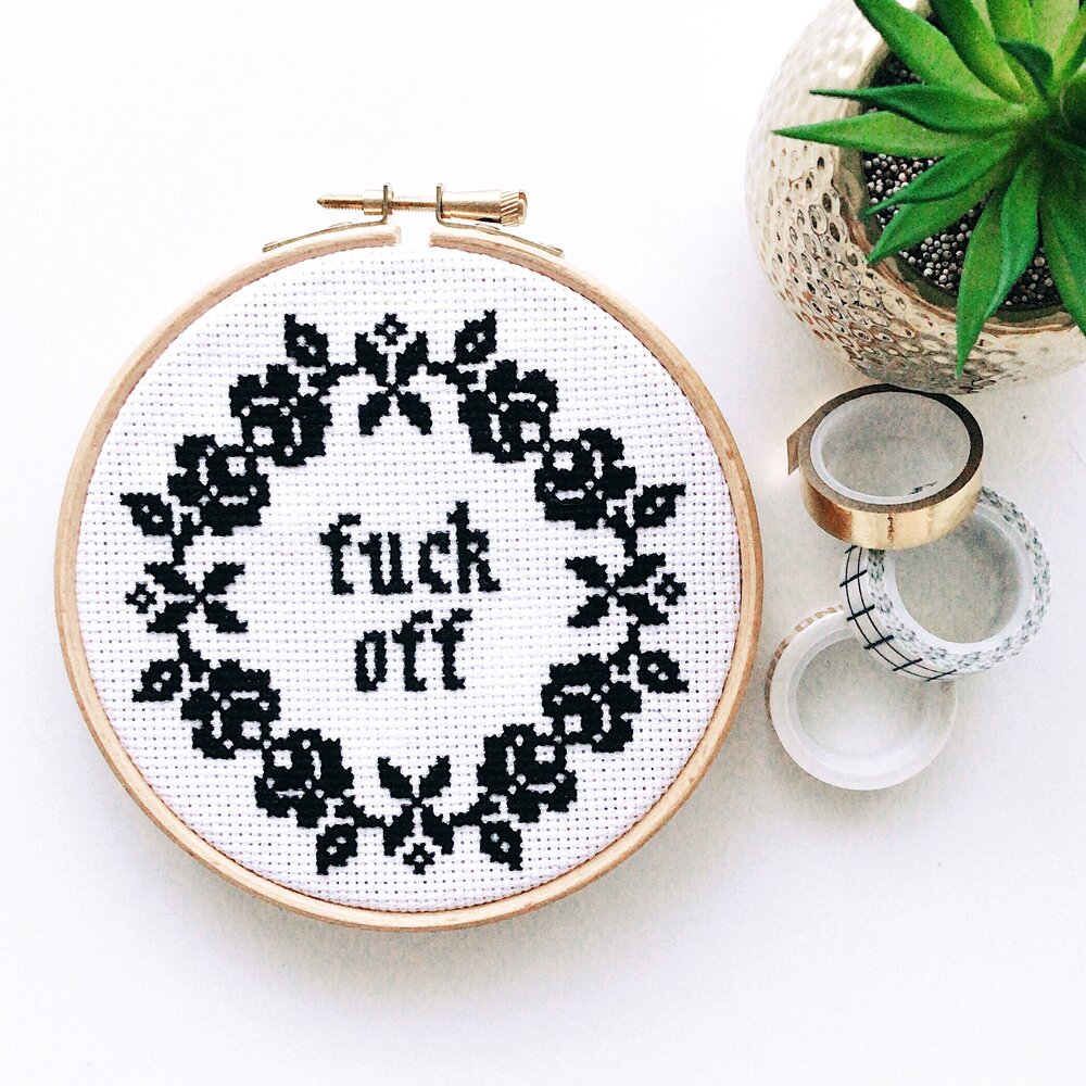Innocent Bones F**k Off Cross Stitch Kit - Kate's Clothing