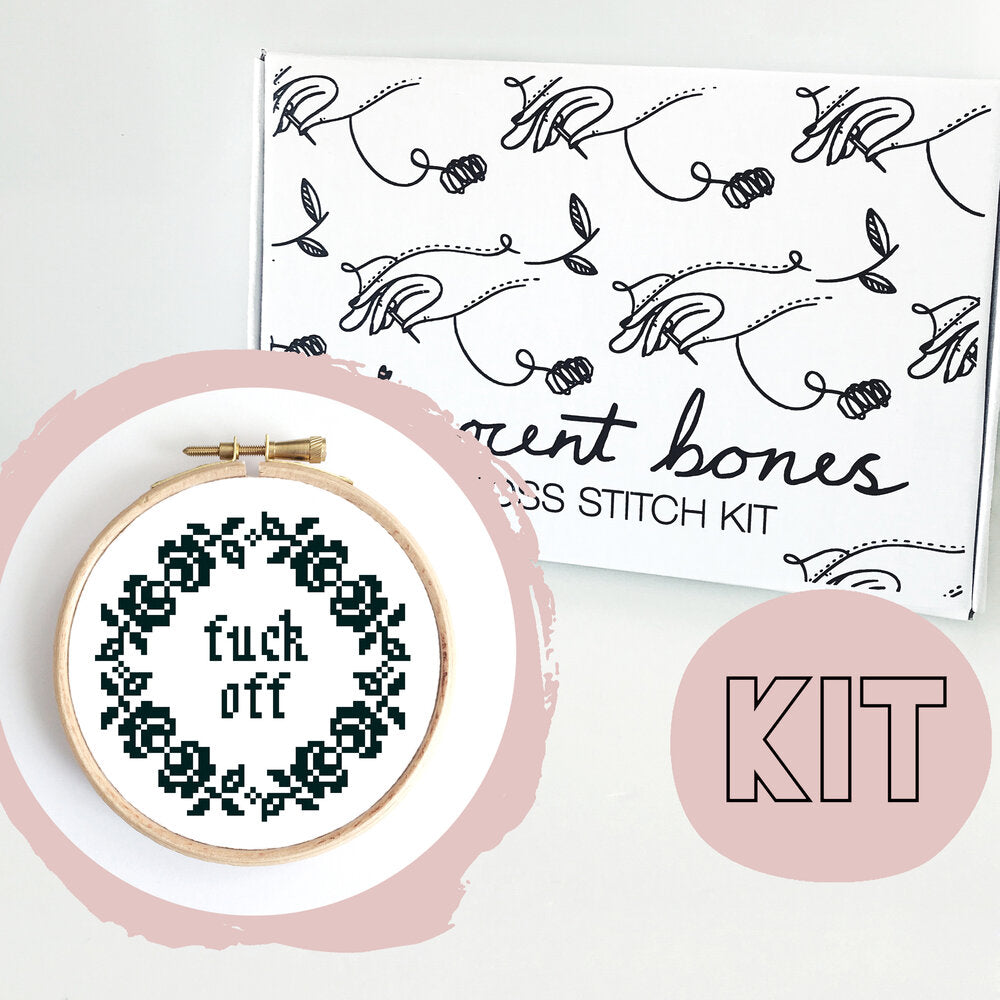 Innocent Bones F**k Off Cross Stitch Kit - Kate's Clothing