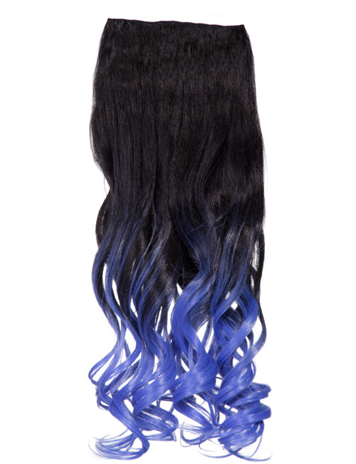 (Black/Blue) Curly Two Tone 18" Hair Extensions - Kate's Clothing